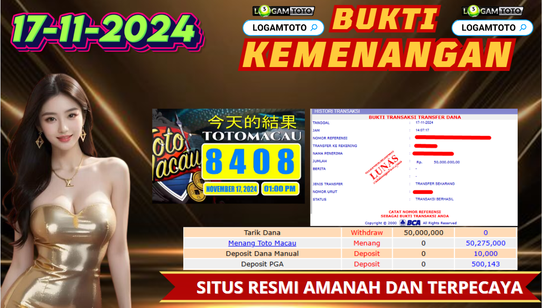 SELAMAT KEPADA MEMBER SETIA LOGAMTOTO BERHASIL JACKPOT DI PERMAINAN TOGEL TOTO MACAU4D SEASON 1